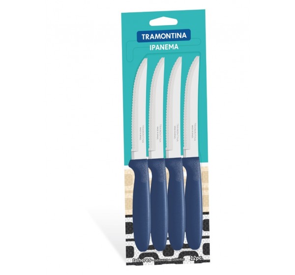 Conjunto de facas para churrasco 12 peças - Cor Azul