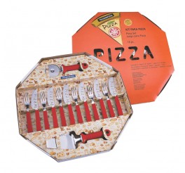 Kit para pizza 14 peças - Cor Vermelho